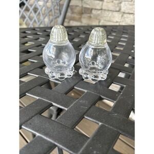 Pair‎ Imperial Boogie Ball Clear Glass Salt Pepper Shakers For Table
